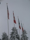 US, Canadian, Mexican and Italian flags flying at Esrange for the BLAST collaboration.