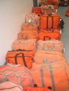 Bags of ECW gear ready to go.  Everyone gets two bags, one for checked gear and one for carry-on.