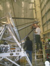 Checking the alignment of the secondary mirror.