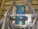 The cryostat in place, with the DAS (right) and Receiver (left) also mounted and cabled.