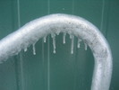 Icicles on the railing.