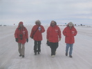 Gaelen, Ed, Matt and Chris Field walk back to town along the Ice Runway road.
