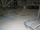 The telemetry cable trunk snakes across the floor.  There are three serial lines, a co-axial cable for the biphase and Ethernet.