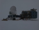 DSL (The Dark Sector Laboratory) which houses the South Pole Telescope (SPT) at left and BICEP2, Keck's predecessor, at right.